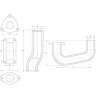 Kolanko wydechu (Rozstaw=70mm H=280mm fi.53,5mm) 04346148