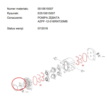 Łącznik pompy hydraulicznej (płetwa 8x17,8mm) F260940010010 1510240011