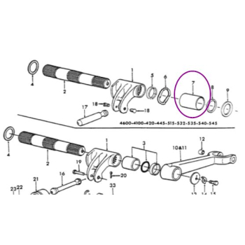 Tulejka wałka górnego podnośnika 55,5x60x72,4mm 1870934M1 3611558m1 d3nn531a