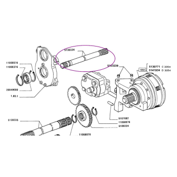 Wałek WOM 554,50mm 5130334 5106990