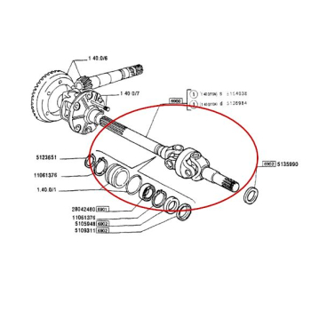 Półoś kompletna lewa 1072mm 5154038