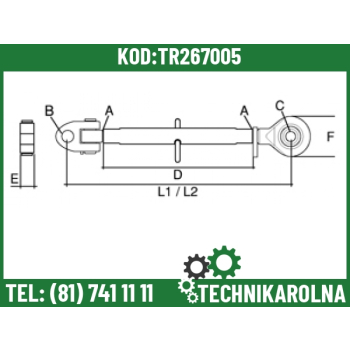 Łącznik górny CAT. 2/2 - M 36 X 3 - L580/770 3715825M91