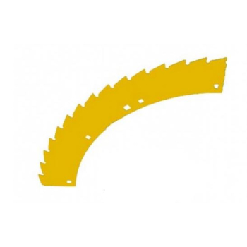 Nóż sieczkarni polowej lewy do kukurydzy Kemper 348,5xR268,5x2,5 żółty LCA78231