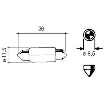 Żarówka 12V - 5W - C5W 621234m1 1121407 10857790 86616249 14149590 10863090 x671306000000 57m6274 e2nn13465ba